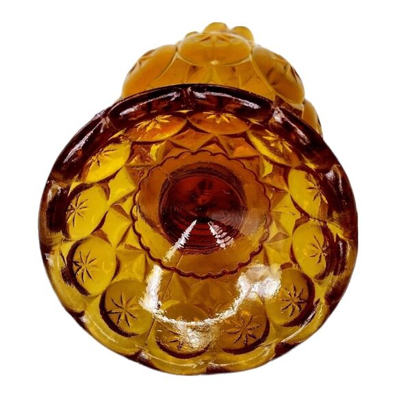 Vintage MCM Amber Celestial Stars Moon Stretch Swung Slag Kanawha Pedestal Vase - Picture 8 of 8